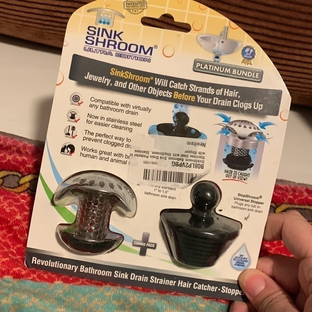 Bathroom Sink Drain Protector in Stainless Steel with StopShroom